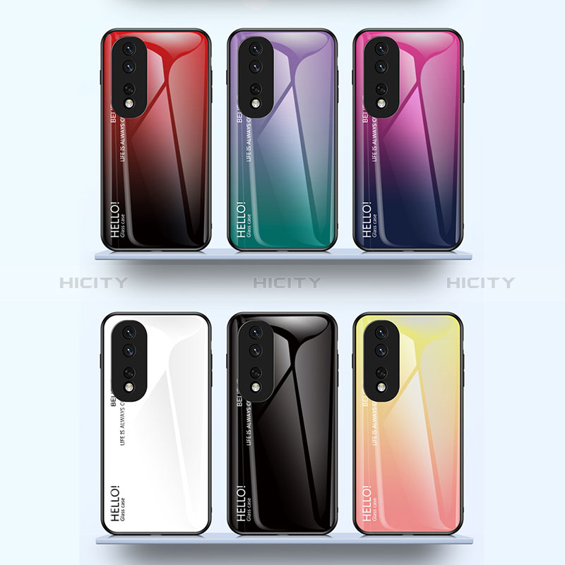 Coque Rebord Contour Silicone et Vitre Miroir Housse Etui Degrade Arc en Ciel LS1 pour Huawei Honor 80 Pro Flat 5G Plus