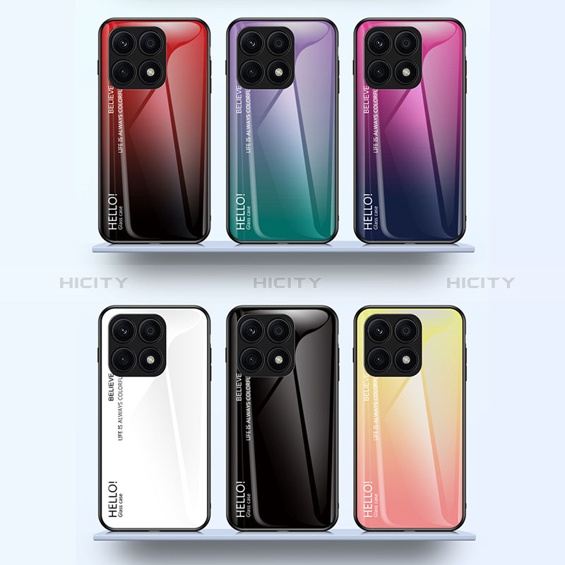 Coque Rebord Contour Silicone et Vitre Miroir Housse Etui Degrade Arc en Ciel LS1 pour Huawei Honor X8a 5G Plus