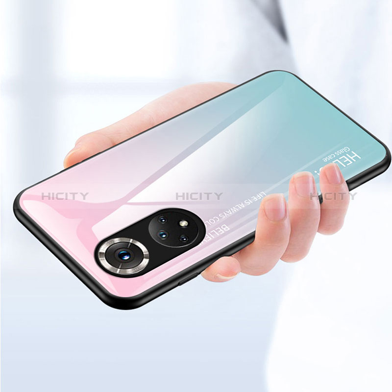 Coque Rebord Contour Silicone et Vitre Miroir Housse Etui Degrade Arc en Ciel LS1 pour Huawei Nova 9 Plus