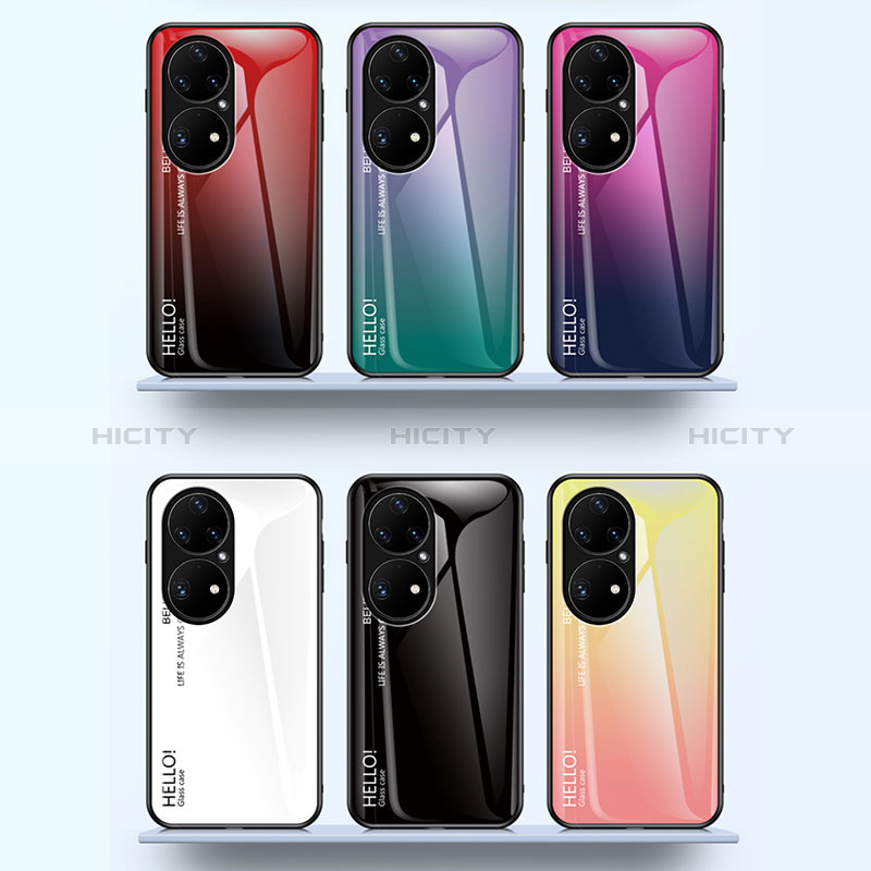 Coque Rebord Contour Silicone et Vitre Miroir Housse Etui Degrade Arc en Ciel LS1 pour Huawei P50 Pro Plus