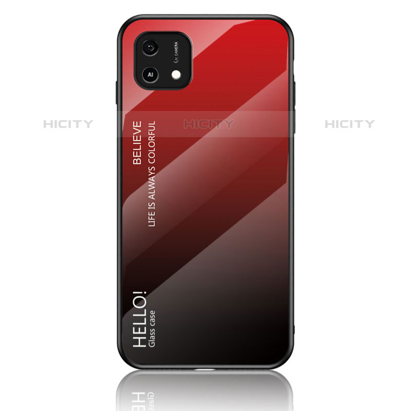 Coque Rebord Contour Silicone et Vitre Miroir Housse Etui Degrade Arc en Ciel LS1 pour Oppo A16e Rouge Plus