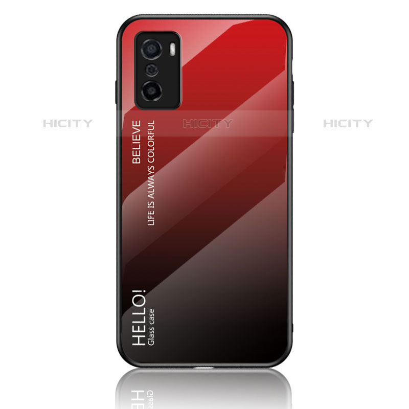 Coque Rebord Contour Silicone et Vitre Miroir Housse Etui Degrade Arc en Ciel LS1 pour Oppo A55S 5G Rouge Plus