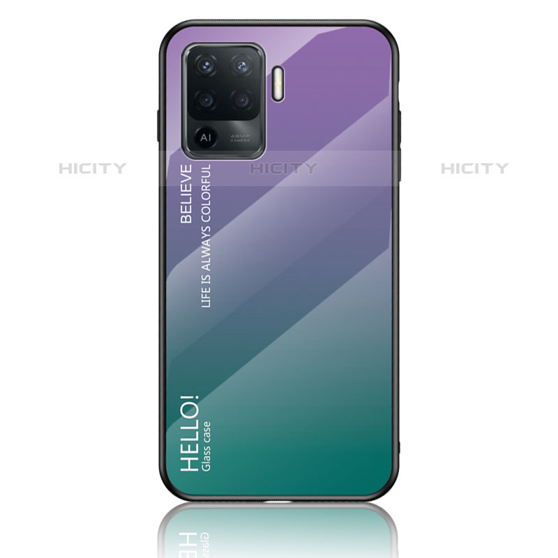 Coque Rebord Contour Silicone et Vitre Miroir Housse Etui Degrade Arc en Ciel LS1 pour Oppo F19 Pro Mixte Plus