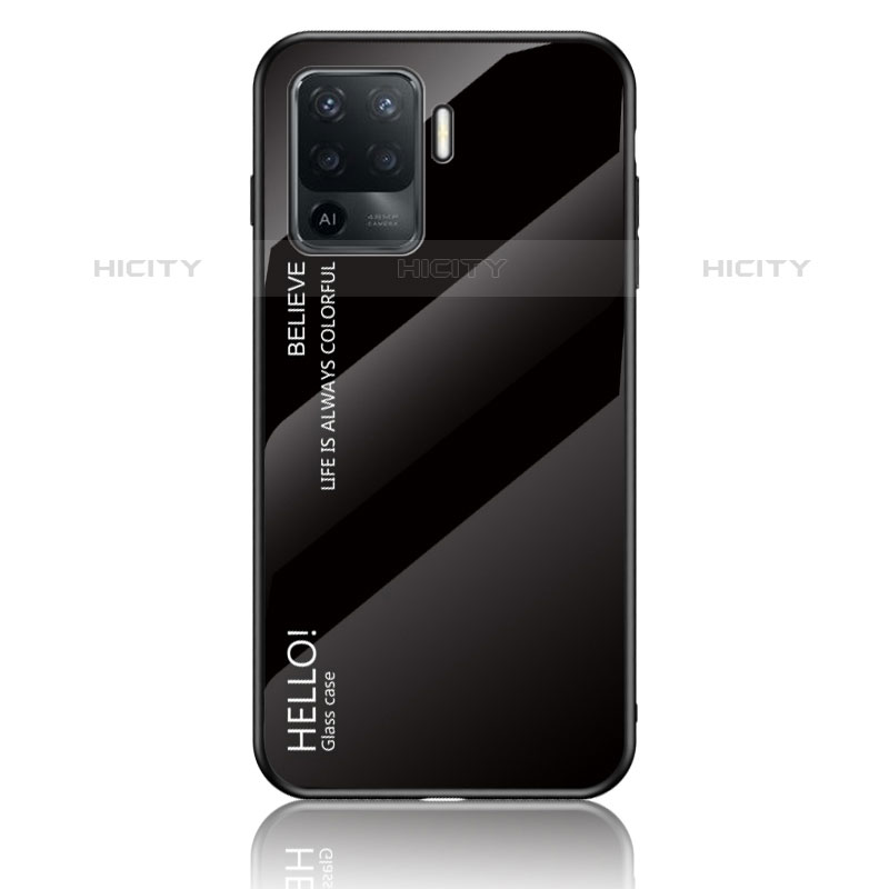 Coque Rebord Contour Silicone et Vitre Miroir Housse Etui Degrade Arc en Ciel LS1 pour Oppo F19 Pro Noir Plus