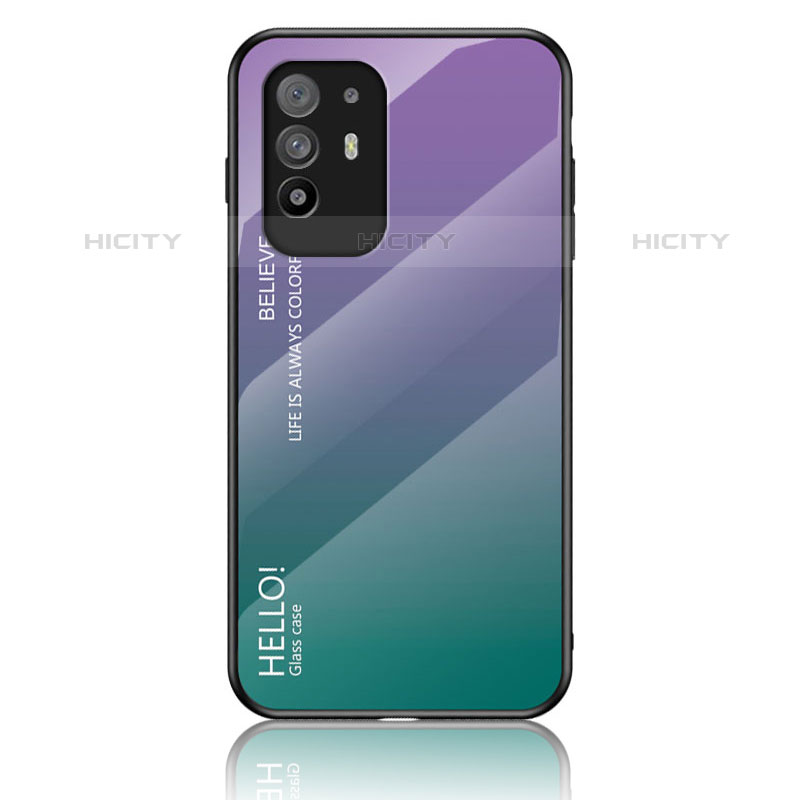 Coque Rebord Contour Silicone et Vitre Miroir Housse Etui Degrade Arc en Ciel LS1 pour Oppo F19 Pro+ Plus 5G Mixte Plus