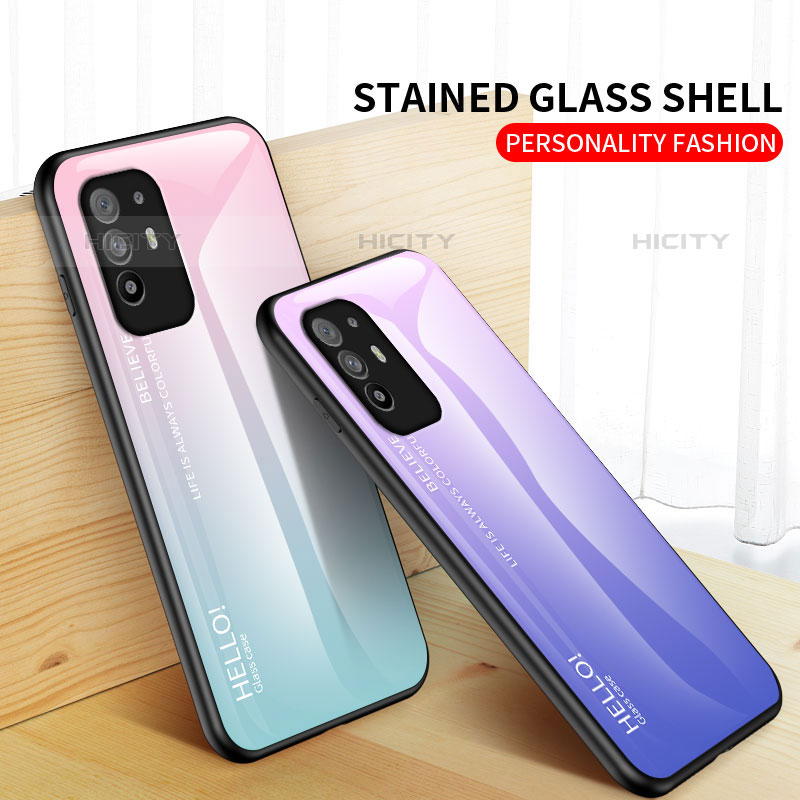 Coque Rebord Contour Silicone et Vitre Miroir Housse Etui Degrade Arc en Ciel LS1 pour Oppo F19 Pro+ Plus 5G Plus