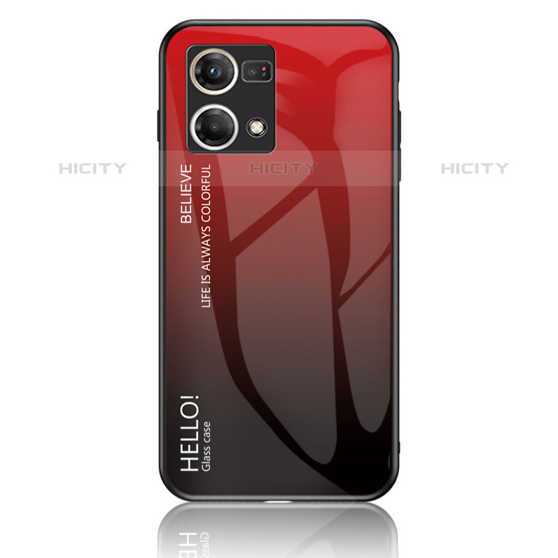 Coque Rebord Contour Silicone et Vitre Miroir Housse Etui Degrade Arc en Ciel LS1 pour Oppo F21 Pro 4G Rouge Plus