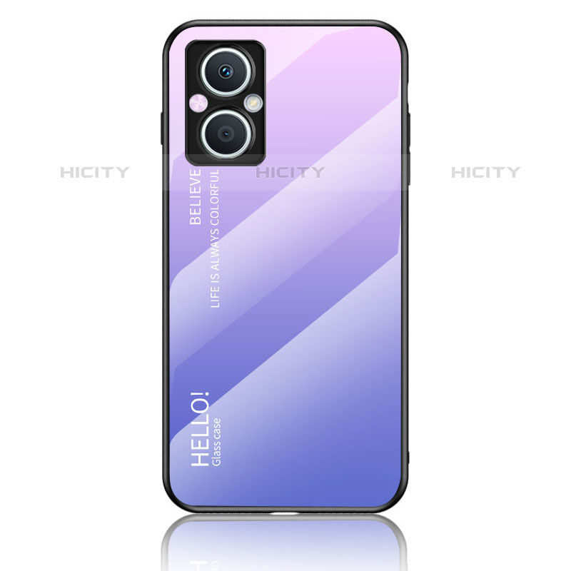 Coque Rebord Contour Silicone et Vitre Miroir Housse Etui Degrade Arc en Ciel LS1 pour Oppo F21 Pro 5G Violet Clair Plus