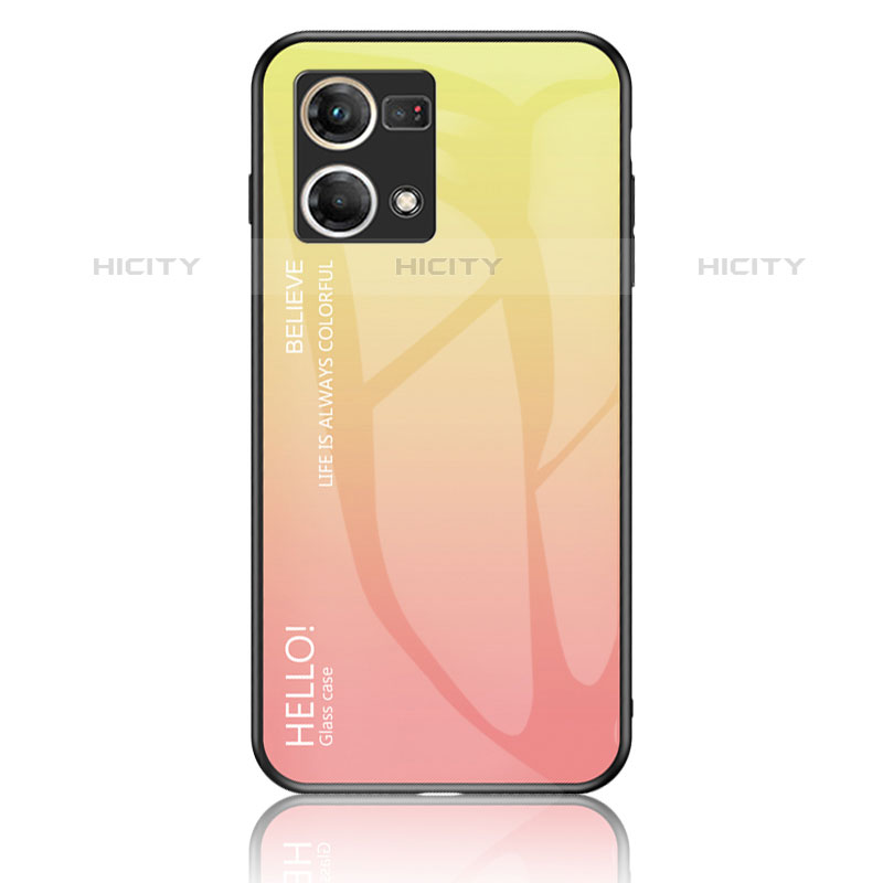 Coque Rebord Contour Silicone et Vitre Miroir Housse Etui Degrade Arc en Ciel LS1 pour Oppo Reno7 4G Plus