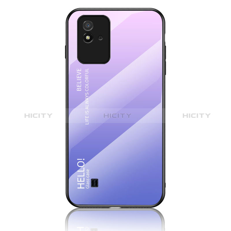 Coque Rebord Contour Silicone et Vitre Miroir Housse Etui Degrade Arc en Ciel LS1 pour Realme C11 (2021) Violet Clair Plus