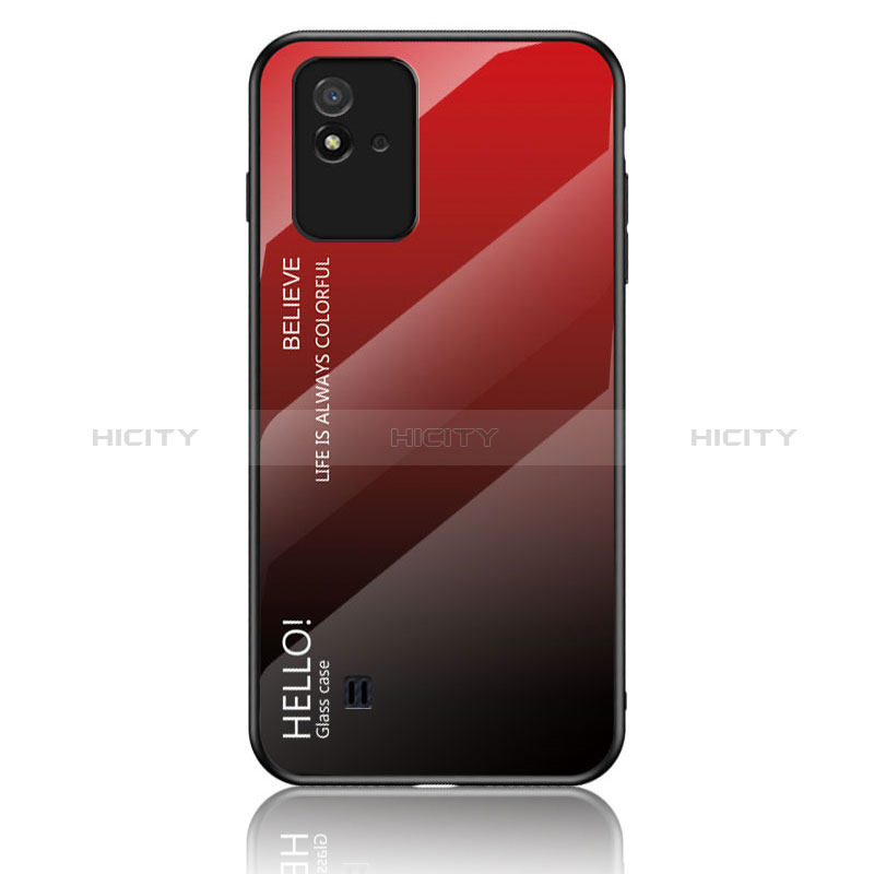 Coque Rebord Contour Silicone et Vitre Miroir Housse Etui Degrade Arc en Ciel LS1 pour Realme C20 Rouge Plus