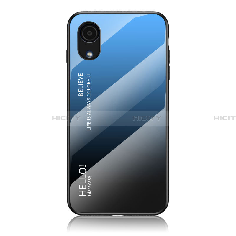 Coque Rebord Contour Silicone et Vitre Miroir Housse Etui Degrade Arc en Ciel LS1 pour Samsung Galaxy A03 Core Bleu Plus