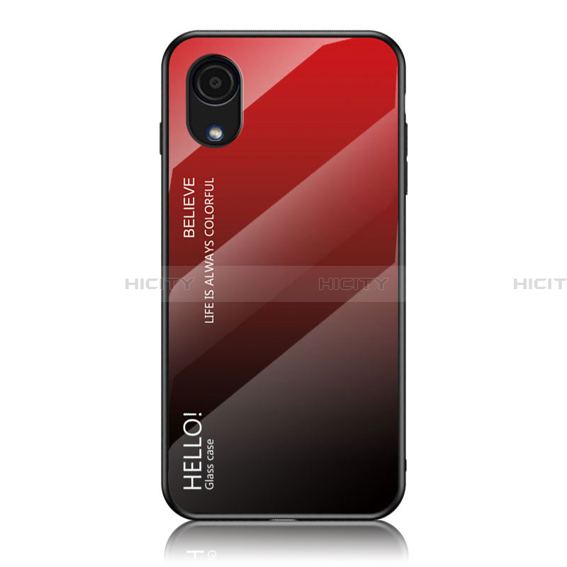 Coque Rebord Contour Silicone et Vitre Miroir Housse Etui Degrade Arc en Ciel LS1 pour Samsung Galaxy A03 Core Rouge Plus