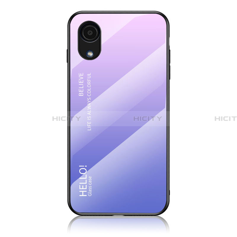 Coque Rebord Contour Silicone et Vitre Miroir Housse Etui Degrade Arc en Ciel LS1 pour Samsung Galaxy A03 Core Violet Clair Plus