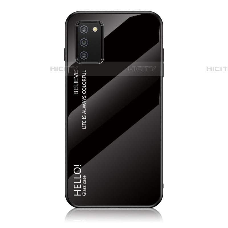 Coque Rebord Contour Silicone et Vitre Miroir Housse Etui Degrade Arc en Ciel LS1 pour Samsung Galaxy A03s Noir Plus