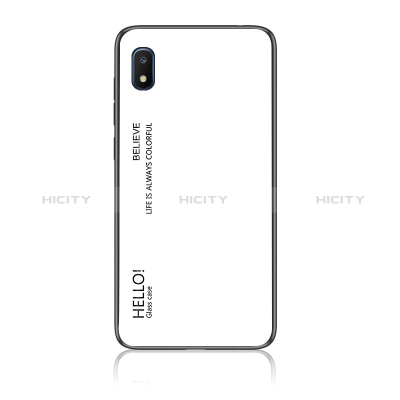 Coque Rebord Contour Silicone et Vitre Miroir Housse Etui Degrade Arc en Ciel LS1 pour Samsung Galaxy A10e Blanc Plus