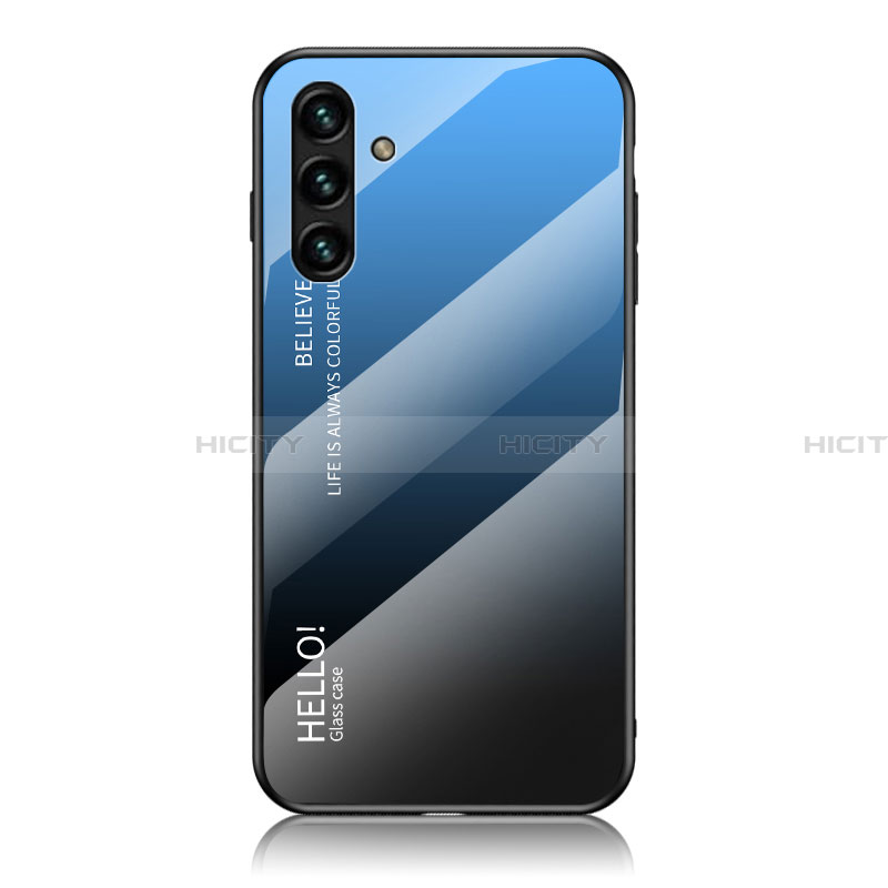 Coque Rebord Contour Silicone et Vitre Miroir Housse Etui Degrade Arc en Ciel LS1 pour Samsung Galaxy A13 5G Bleu Plus