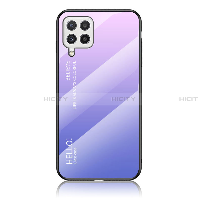 Coque Rebord Contour Silicone et Vitre Miroir Housse Etui Degrade Arc en Ciel LS1 pour Samsung Galaxy A22 4G Violet Clair Plus