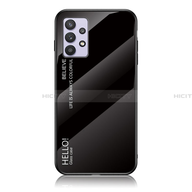 Coque Rebord Contour Silicone et Vitre Miroir Housse Etui Degrade Arc en Ciel LS1 pour Samsung Galaxy A32 5G Noir Plus