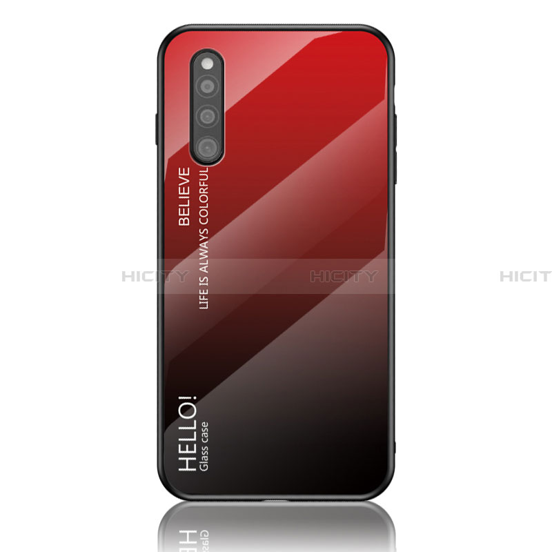 Coque Rebord Contour Silicone et Vitre Miroir Housse Etui Degrade Arc en Ciel LS1 pour Samsung Galaxy A41 SC-41A Rouge Plus