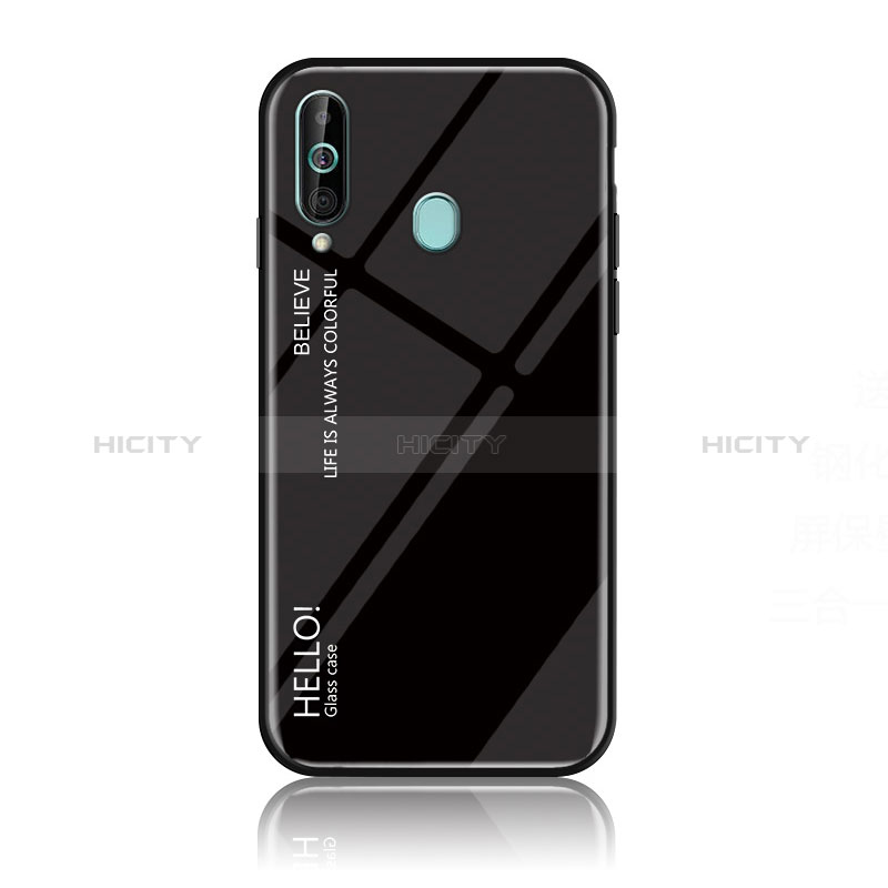 Coque Rebord Contour Silicone et Vitre Miroir Housse Etui Degrade Arc en Ciel LS1 pour Samsung Galaxy A60 Noir Plus