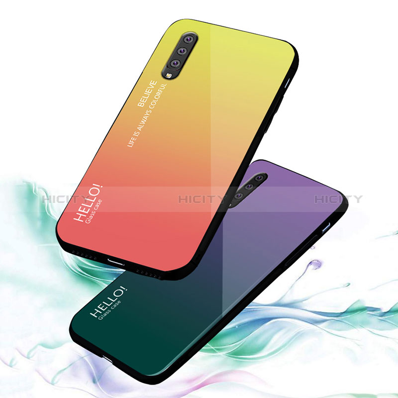 Coque Rebord Contour Silicone et Vitre Miroir Housse Etui Degrade Arc en Ciel LS1 pour Samsung Galaxy A70S Plus