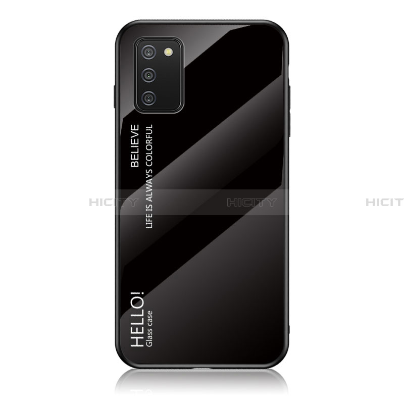 Coque Rebord Contour Silicone et Vitre Miroir Housse Etui Degrade Arc en Ciel LS1 pour Samsung Galaxy F02S SM-E025F Noir Plus