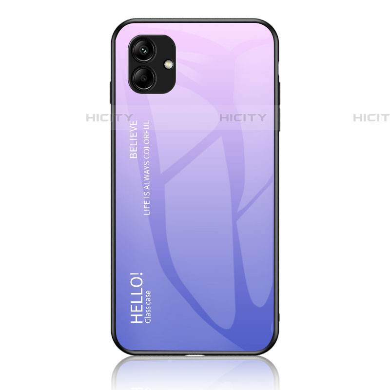 Coque Rebord Contour Silicone et Vitre Miroir Housse Etui Degrade Arc en Ciel LS1 pour Samsung Galaxy F04 Violet Clair Plus