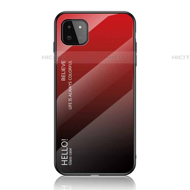 Coque Rebord Contour Silicone et Vitre Miroir Housse Etui Degrade Arc en Ciel LS1 pour Samsung Galaxy F42 5G Rouge Plus