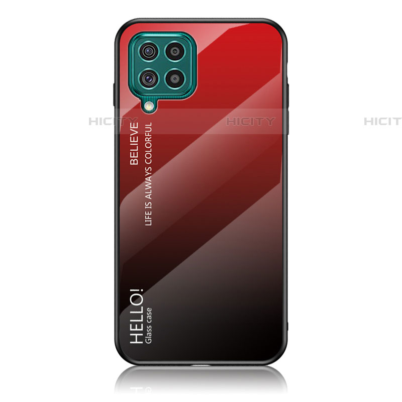 Coque Rebord Contour Silicone et Vitre Miroir Housse Etui Degrade Arc en Ciel LS1 pour Samsung Galaxy F62 5G Rouge Plus