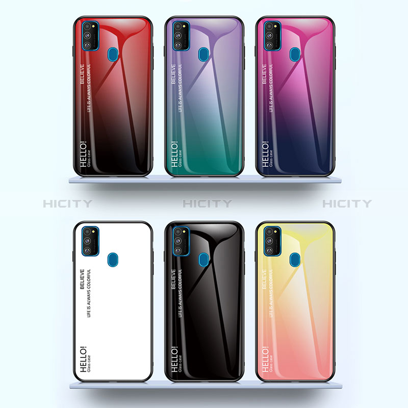 Coque Rebord Contour Silicone et Vitre Miroir Housse Etui Degrade Arc en Ciel LS1 pour Samsung Galaxy M21 Plus