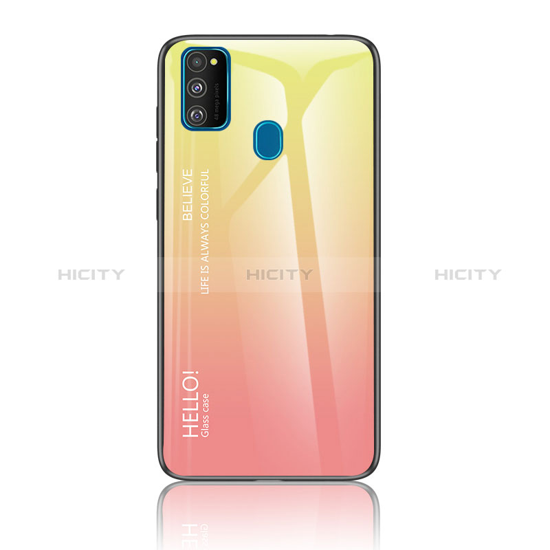 Coque Rebord Contour Silicone et Vitre Miroir Housse Etui Degrade Arc en Ciel LS1 pour Samsung Galaxy M30s Plus