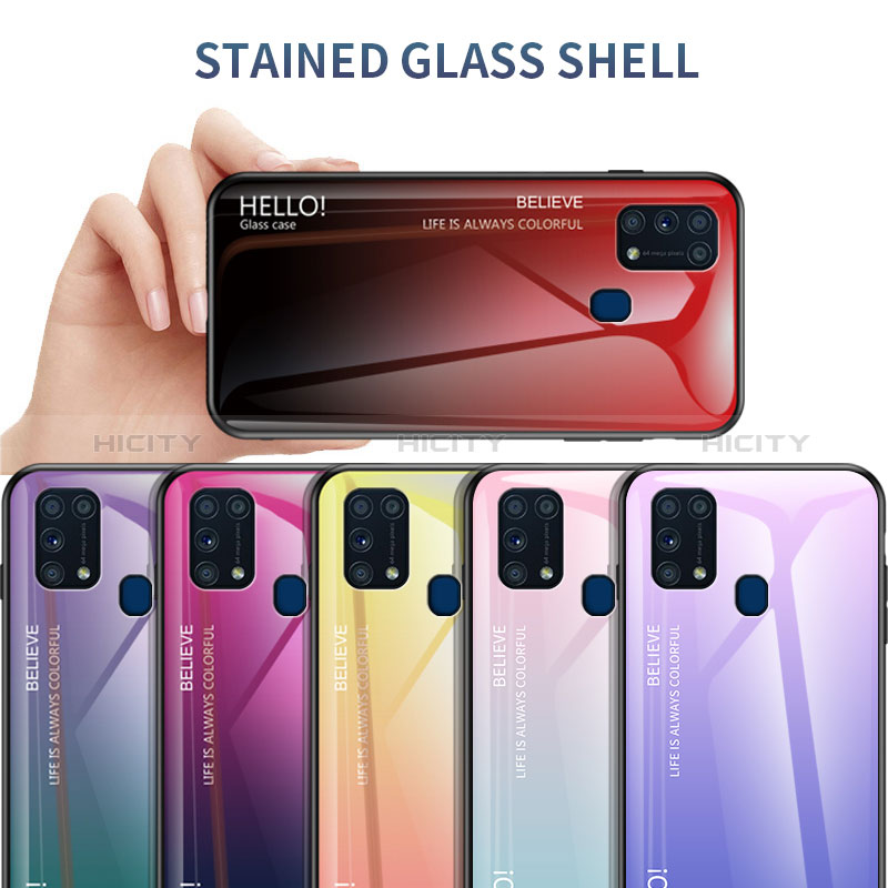 Coque Rebord Contour Silicone et Vitre Miroir Housse Etui Degrade Arc en Ciel LS1 pour Samsung Galaxy M31 Prime Edition Plus