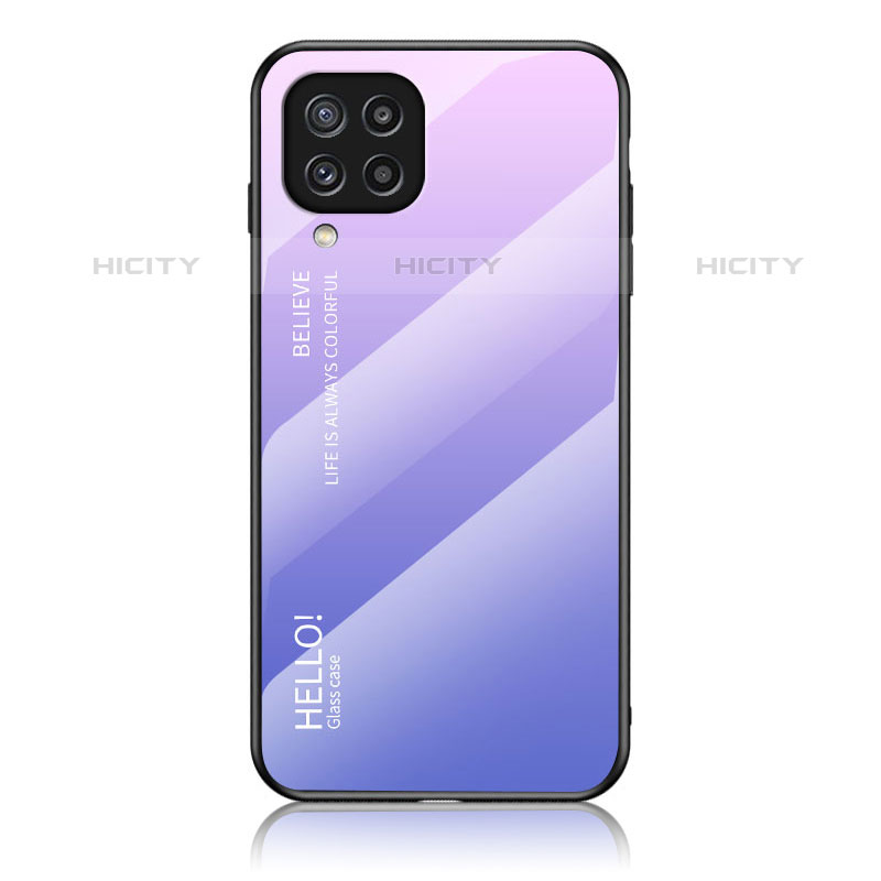 Coque Rebord Contour Silicone et Vitre Miroir Housse Etui Degrade Arc en Ciel LS1 pour Samsung Galaxy M32 4G Violet Clair Plus