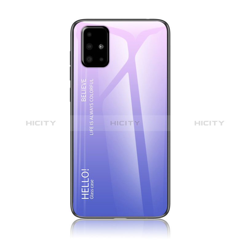 Coque Rebord Contour Silicone et Vitre Miroir Housse Etui Degrade Arc en Ciel LS1 pour Samsung Galaxy M40S Violet Clair Plus