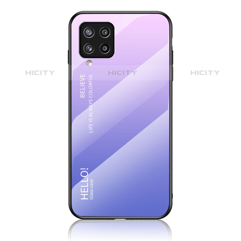 Coque Rebord Contour Silicone et Vitre Miroir Housse Etui Degrade Arc en Ciel LS1 pour Samsung Galaxy M42 5G Violet Clair Plus