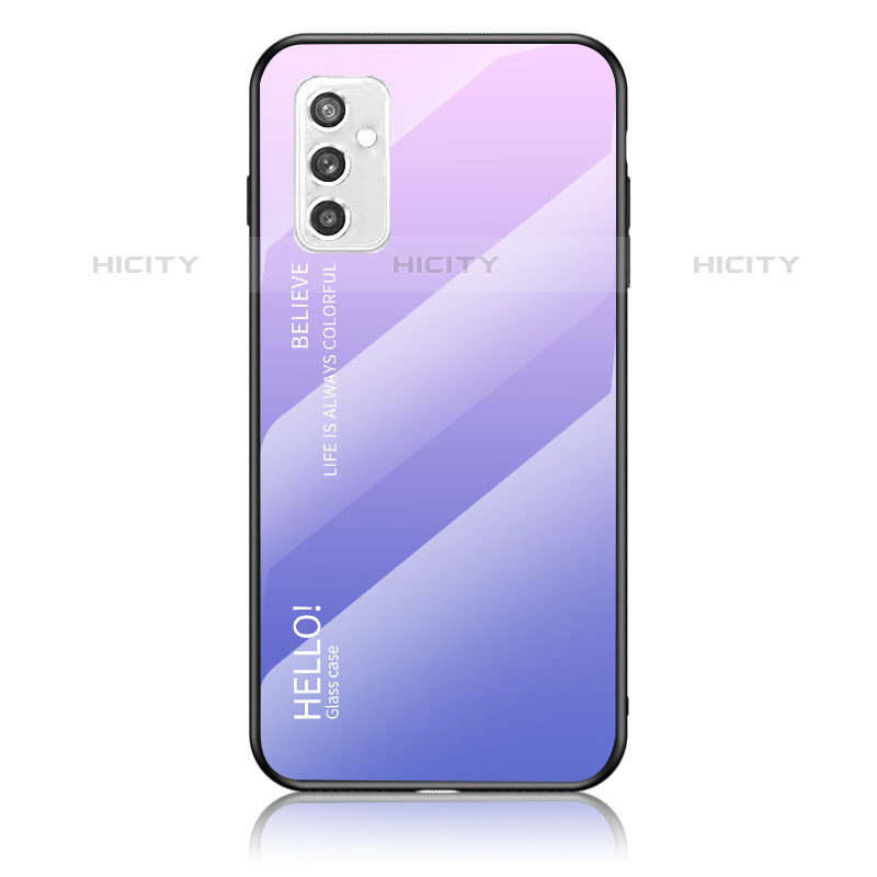 Coque Rebord Contour Silicone et Vitre Miroir Housse Etui Degrade Arc en Ciel LS1 pour Samsung Galaxy M52 5G Violet Clair Plus