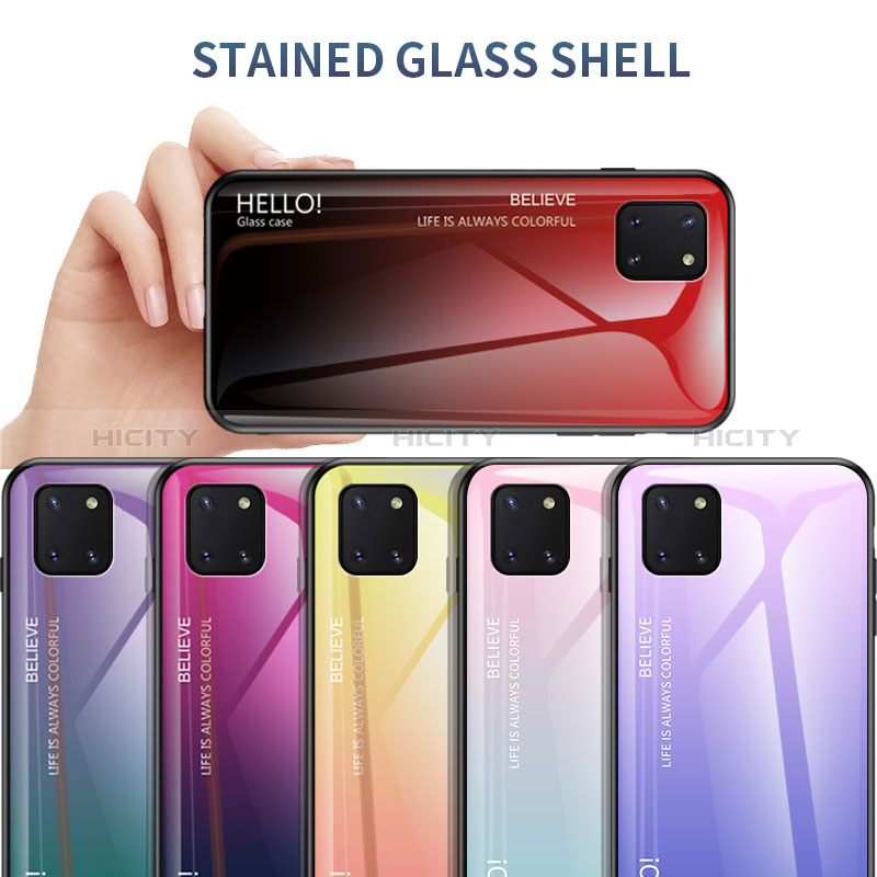 Coque Rebord Contour Silicone et Vitre Miroir Housse Etui Degrade Arc en Ciel LS1 pour Samsung Galaxy Note 10 Lite Plus