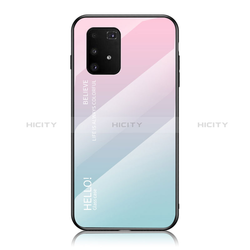 Coque Rebord Contour Silicone et Vitre Miroir Housse Etui Degrade Arc en Ciel LS1 pour Samsung Galaxy S10 Lite Cyan Plus