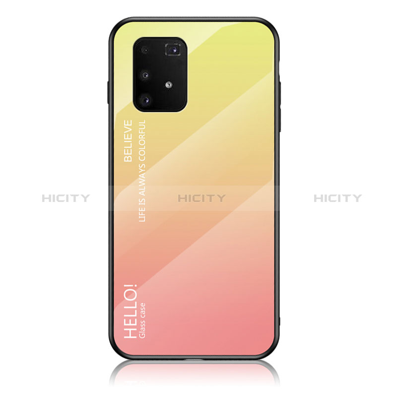 Coque Rebord Contour Silicone et Vitre Miroir Housse Etui Degrade Arc en Ciel LS1 pour Samsung Galaxy S10 Lite Jaune Plus