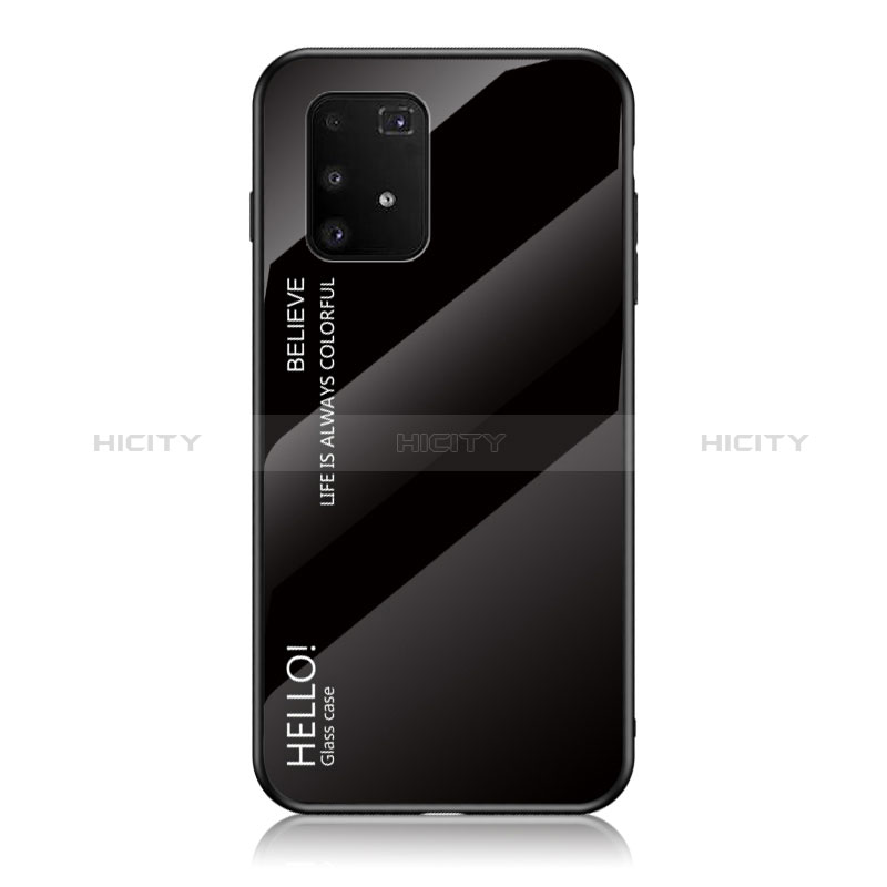 Coque Rebord Contour Silicone et Vitre Miroir Housse Etui Degrade Arc en Ciel LS1 pour Samsung Galaxy S10 Lite Noir Plus