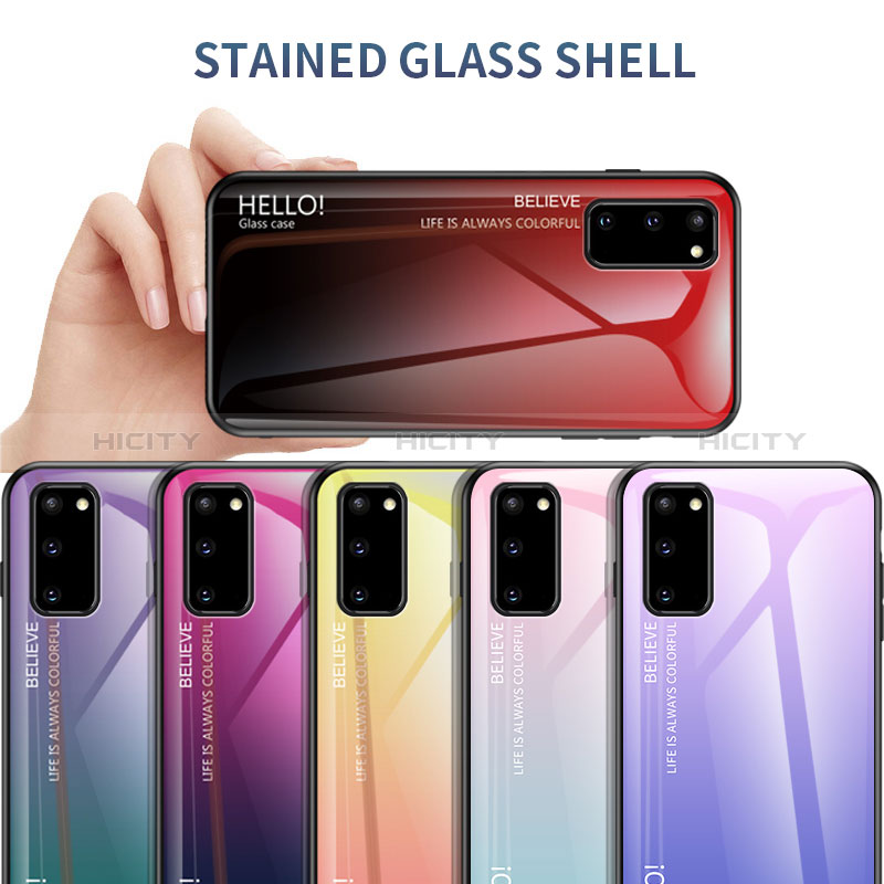 Coque Rebord Contour Silicone et Vitre Miroir Housse Etui Degrade Arc en Ciel LS1 pour Samsung Galaxy S20 Plus