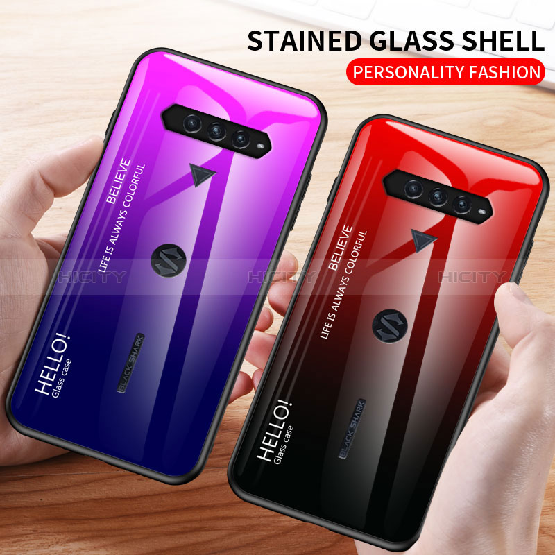 Coque Rebord Contour Silicone et Vitre Miroir Housse Etui Degrade Arc en Ciel LS1 pour Xiaomi Black Shark 4 Pro 5G Plus