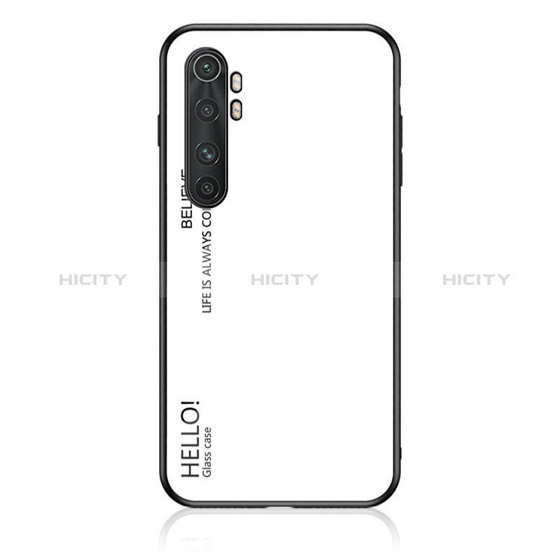 Coque Rebord Contour Silicone et Vitre Miroir Housse Etui Degrade Arc en Ciel LS1 pour Xiaomi Mi Note 10 Lite Blanc Plus