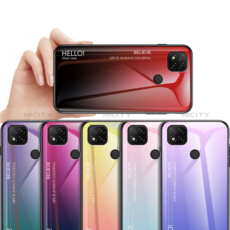 Coque Rebord Contour Silicone et Vitre Miroir Housse Etui Degrade Arc en Ciel LS1 pour Xiaomi POCO C3 Plus