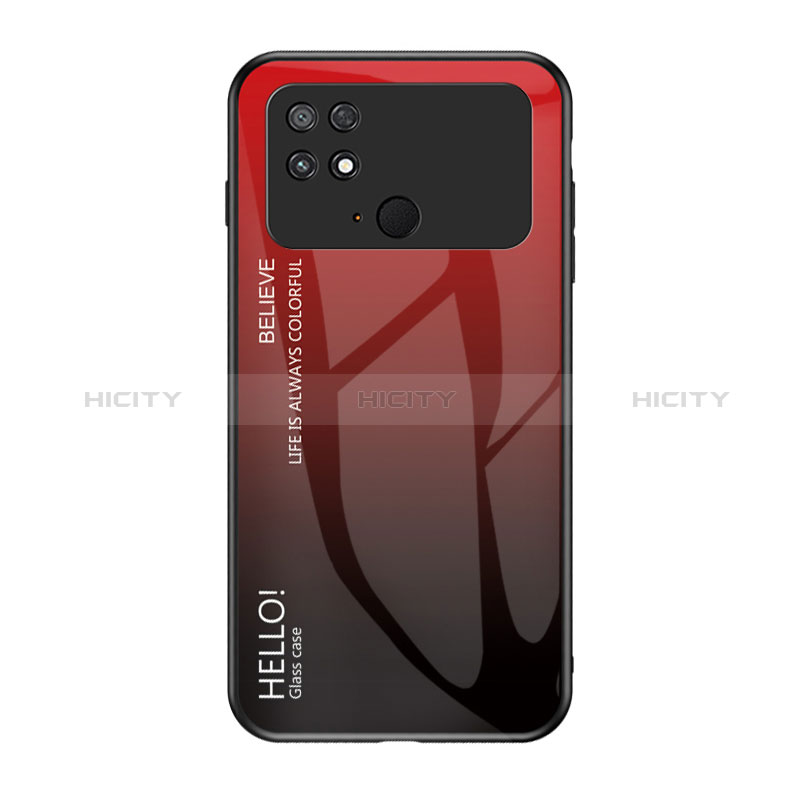 Coque Rebord Contour Silicone et Vitre Miroir Housse Etui Degrade Arc en Ciel LS1 pour Xiaomi Poco C40 Rouge Plus