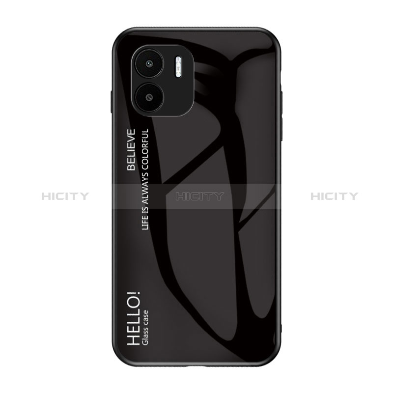 Coque Rebord Contour Silicone et Vitre Miroir Housse Etui Degrade Arc en Ciel LS1 pour Xiaomi Poco C50 Noir Plus