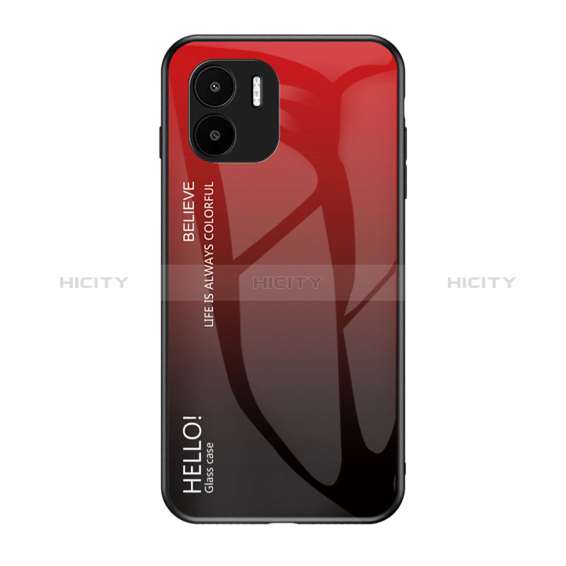 Coque Rebord Contour Silicone et Vitre Miroir Housse Etui Degrade Arc en Ciel LS1 pour Xiaomi Poco C50 Rouge Plus