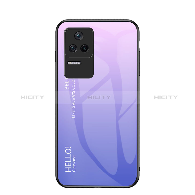 Coque Rebord Contour Silicone et Vitre Miroir Housse Etui Degrade Arc en Ciel LS1 pour Xiaomi Poco F4 5G Violet Clair Plus