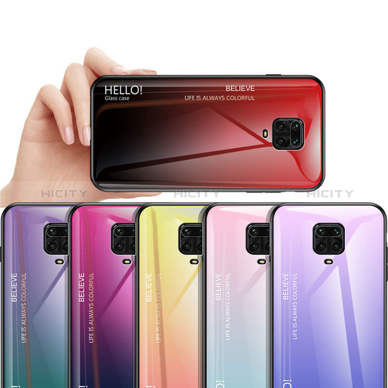 Coque Rebord Contour Silicone et Vitre Miroir Housse Etui Degrade Arc en Ciel LS1 pour Xiaomi Poco M2 Pro Plus